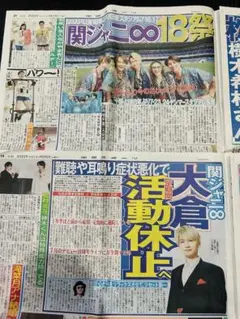 関ジャニ∞ 関ジャニ　2022/4/14.30中日スポーツ名古屋版【未読品】