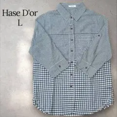 Hase D'or チェック柄シャツ Lサイズ　ハーゼドール