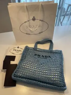 美品 PRADA トートバッグ プラダ ラフィア