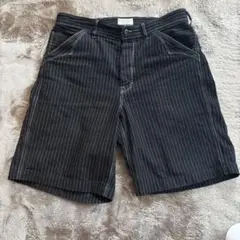 Schott NYC ブラックストライプ ショートパンツ 34