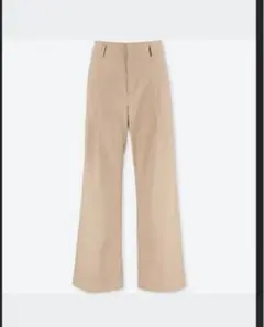 ユニクロ ハイウエストチノワイドパンツベージュ403595