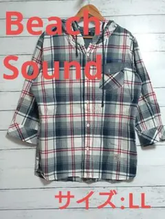 【Beach Sound】フード付きシャツ　チェック　サイズ:LL