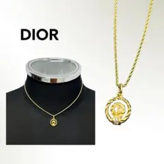 Dior ディオール ヴィンテージ CDロゴ ラインストーン ゴールドネックレス