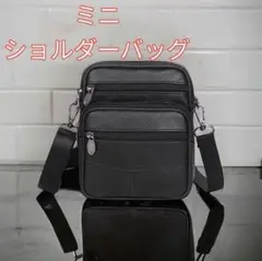 ショルダーバッグ 牛革 ミニショルダーバッグ スマホショルダー メンズ 新品 黒