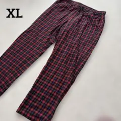 【GU】チェックパンツ　綿　赤　XL 部屋着　ルームウェア　普段着