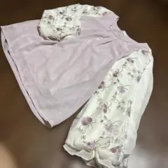 axes femme 薄紫 刺繍入り長袖ブラウス