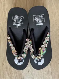 ビジュー付き厚底ビーチサンダル 37