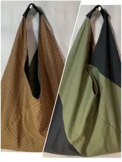 高級洋服生地三角バッグリバーシブルハンドメイドあずま袋トートバッグ（４３１）