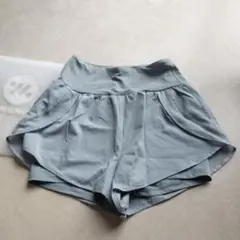 グレーショートパンツ ウエストゴム ポケット付き
