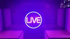 LIVE ネオン看板 円形 紫 ピンク
