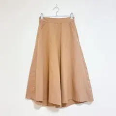 ヒアーズ　ワイドパンツ　M ベージュ　ウエストゴム　シンプル　カジュアル　春　夏