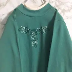 【レアカラー×ビック刺繍】花柄　フローラル　スウェット　グレー　Ｌ