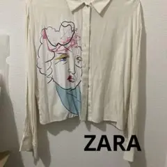 ZARA アートプリント長袖シャツ クリーム色