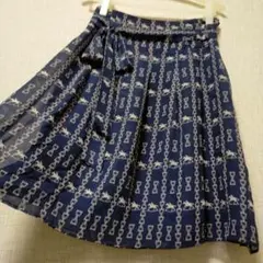 乗馬柄 スカート ネイビー 馬具