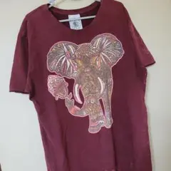NO TIME 象グラフィック Tシャツ Lサイズ エスニック アジアンT