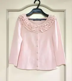 未使用　M'S GRACY　フリル　ピンク　八分袖　カーディガン