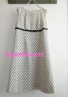 【美品】SuperBeauty　レース生地　リボン付ノースリーブワンピース