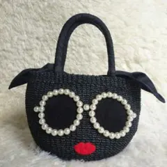 アジョリー　サングラス　黒　カゴバッグ　パール　ブラック　小