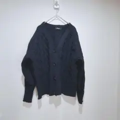 【オーアンドアイ】ネイビー ケーブル編みカーディガン 長袖　フリーサイズ　前開き