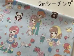 2m　昭和レトロ　緒口さおり　シーチング　生地　アイスブルー　73
