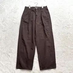 ユニクロU【28】茶系 デニムタックパンツ ワイド タック入り 綿100 L相当