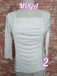 MOGA モガ スクエアネック 7分丈シャツ 白 size2