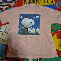 SNOOPY スヌーピー Tシャツ Medium ピンク