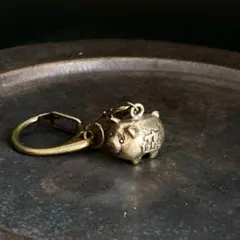 107 真鍮 キーホルダー 福 ブタ b ビンテージ 風水 開運 金運 グッズ