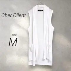 cber client（M）ノースリーブホワイトカーディガン 白レース 透け感