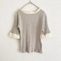 センスオブプレイス リンガーＴシャツ 半袖 5分袖 リブ ボーダー カットソー