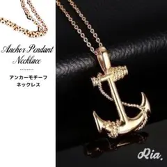 【人気】メンズ　海賊　碇　ネックレス　アクセサリー　ゴールド　ロック