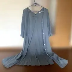 美品！earthのグリーン 七部袖シャツワンピース