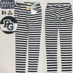 新品　パーリーゲイツ パワフルコットン 先染めボーダー　ストレッチ パンツ