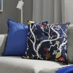 未開封 IKEA レーヴフィンゲロート クッションカバー ダークブルーマルチ