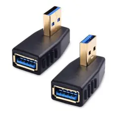 USB 3.0アダプタ L字型 L字 2個セット 右向き 左向き ブラック 黒