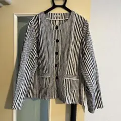 ストライプ ノーカラージャケット