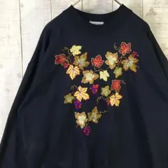 古着 長袖 スウェット トレーナー 刺繍 アメカジ ダサかわ ゆるだぼ