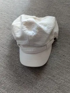 ホワイト ワークキャップ サイドボタン付き