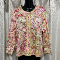 【美品】LEONARD 花柄 カーディガン ジャケット L