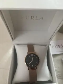 FURLA アナログ時計 ブラック/ゴールド