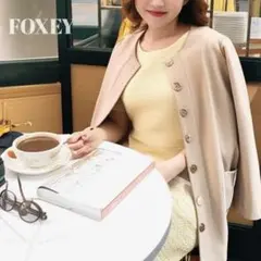 【美品】FOXEY フォクシー ツイードワンピース イエロー 40 Lサイズ