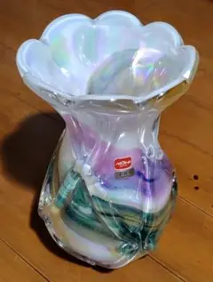 ArtGlASS ガラス花瓶　レトロ　花入 昭和レトロ〉ガラス花瓶