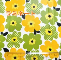 北欧風花柄　ラミネート　生地