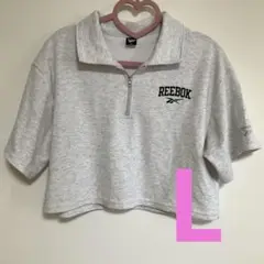 Reebok グレー ハーフジップ Tシャツ L