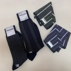 renoma ストライプソックスとハンカチセット