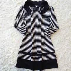 TO BE CHIC トゥービーシック ボーダー ワンピース 膝丈 七分袖 M