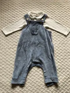 美品　プチバトー　襟付きロンパースとオーバーオール