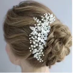 ☆新品☆フラワーリーフ ウエディングヘッドドレス ボンネ ヘアアクセサリー結婚式