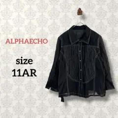 ALPHAECHO【11AR】シルク混シアーシャツ ブラック 透け感 黒 絹