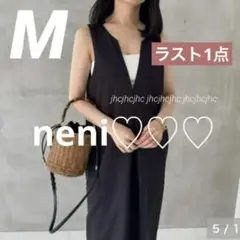 M黒新品　しまむら　mirr× neni コラボ　タックサロペットオールインワン